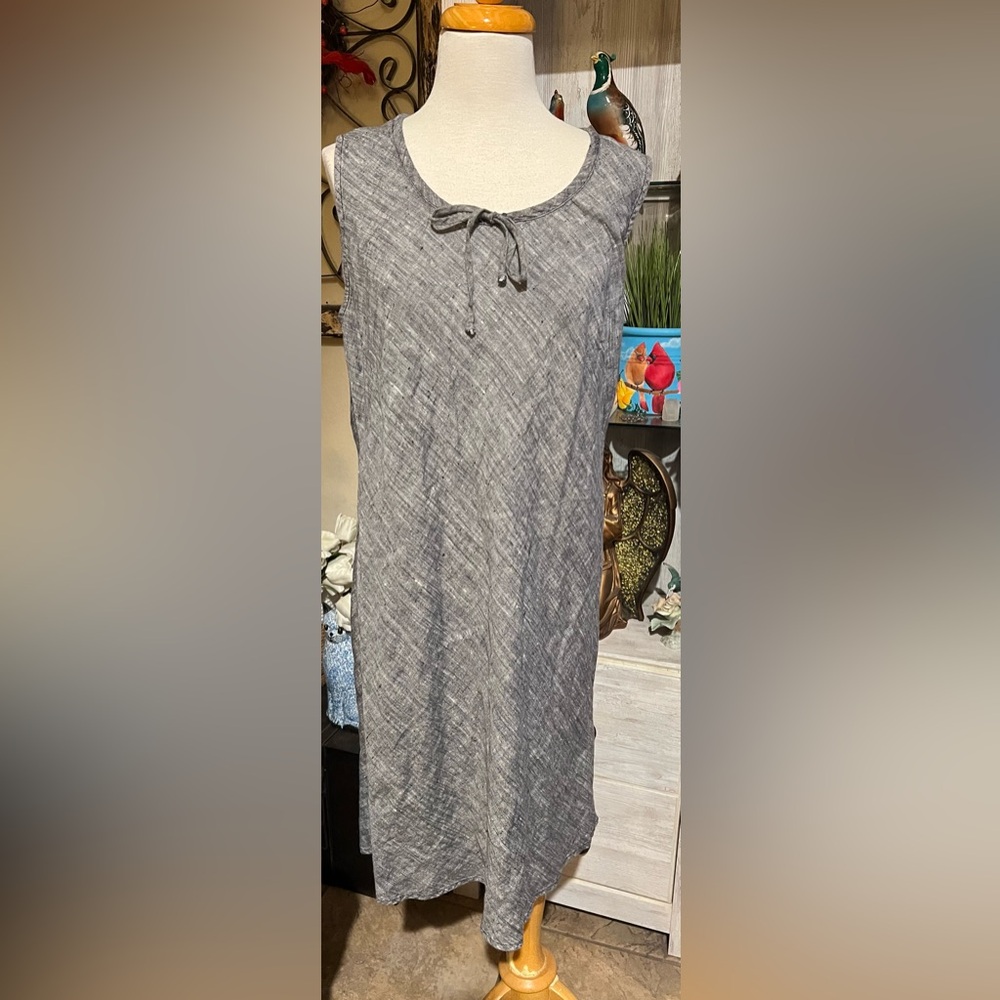 IVY Gray Sleeveless linen dress women’s size 10